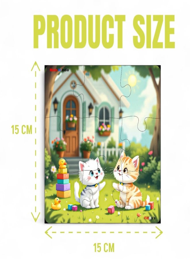 فيدلايز لعبة أحجية الصور المقطوعة الخشبية ذات الطبقة الواحدة من فيدليز للأطفال - 9 قطع، مناسبة للأعمار من 2 إلى 6 سنوات، للبنات والأولاد، أحجية صور مقطوعة على شكل حيوانات (عبوة من 4 حيوانات أليفة) - Image 2